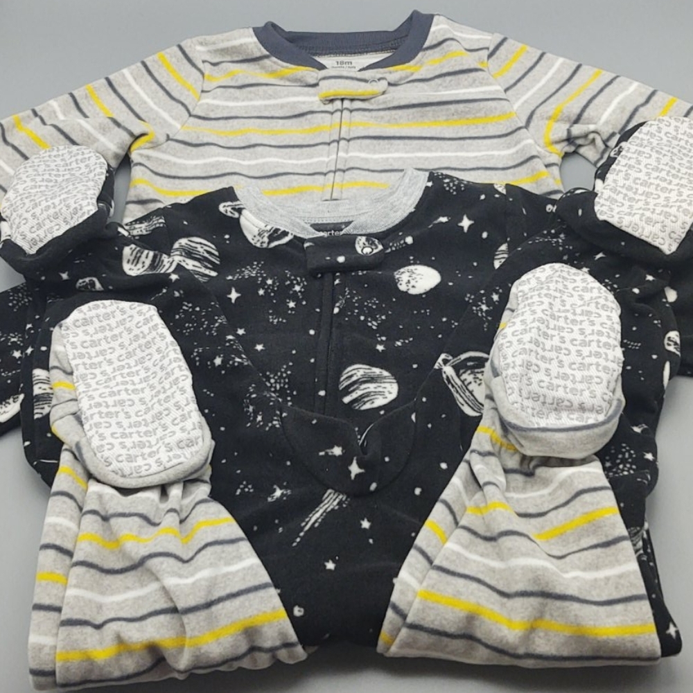 Lot (2) New Carter's Fleece Footed PJ's Sz. 18 mo.